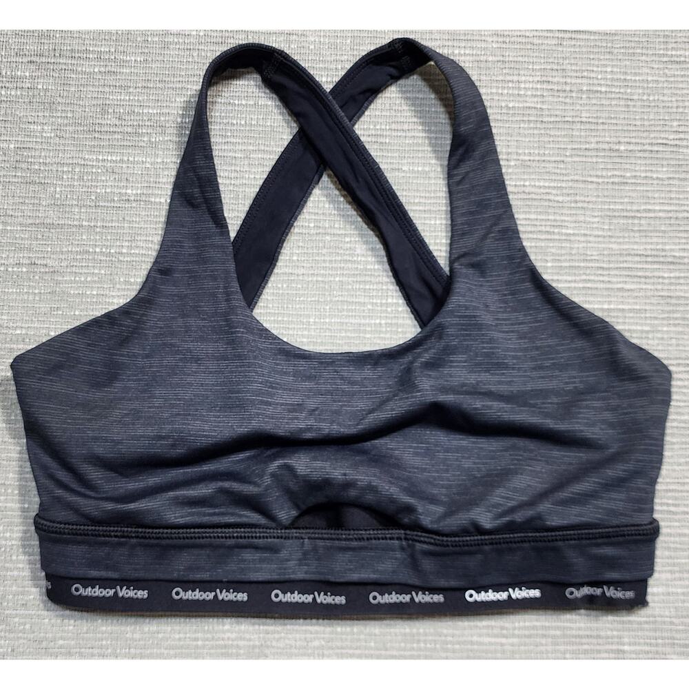 Outdoor Voices Sports Bra Gray Criss Cross Back Size Small